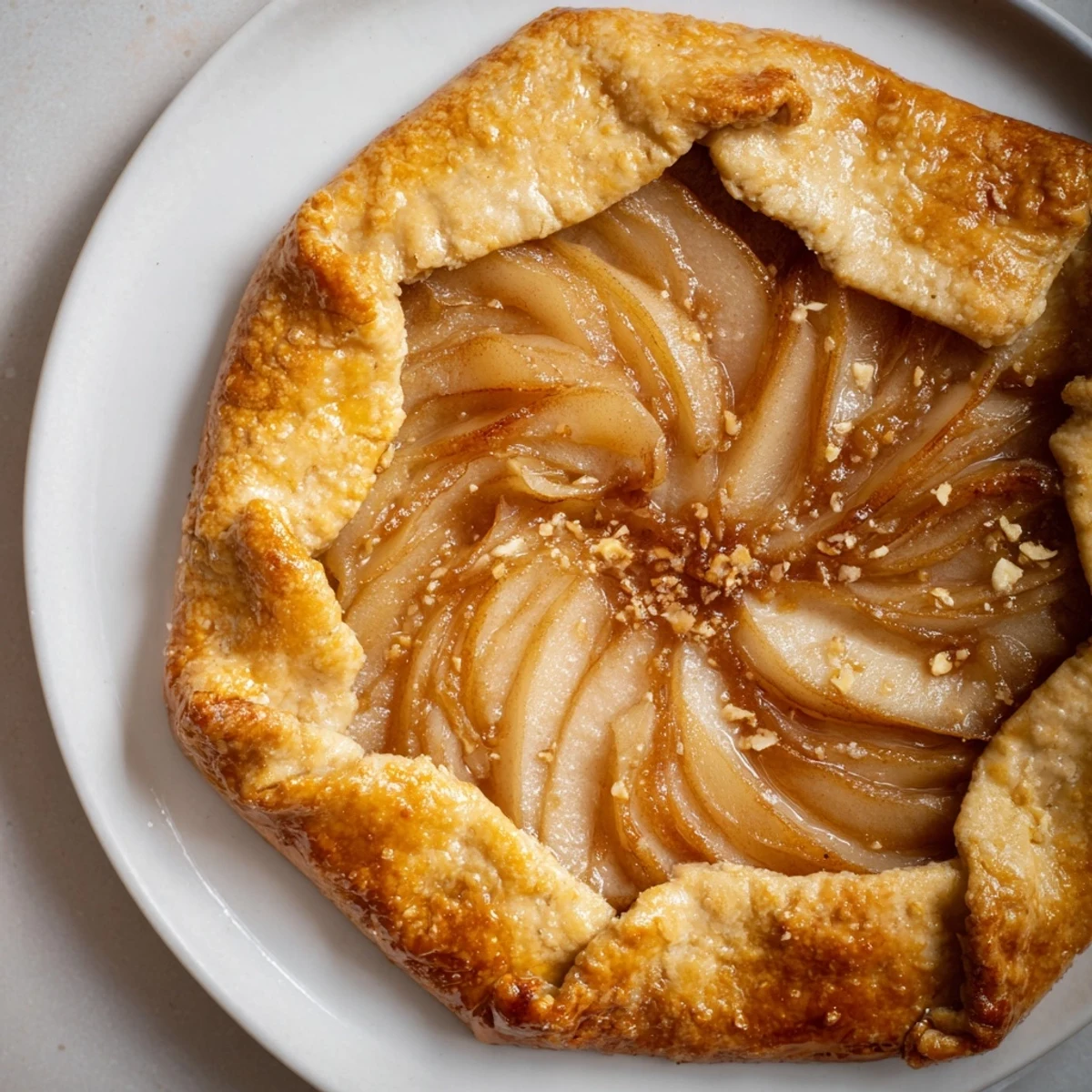 Golden, bubbly Rustic Pear and Ginger Galette shows off tender pears baked in flaky pastry.