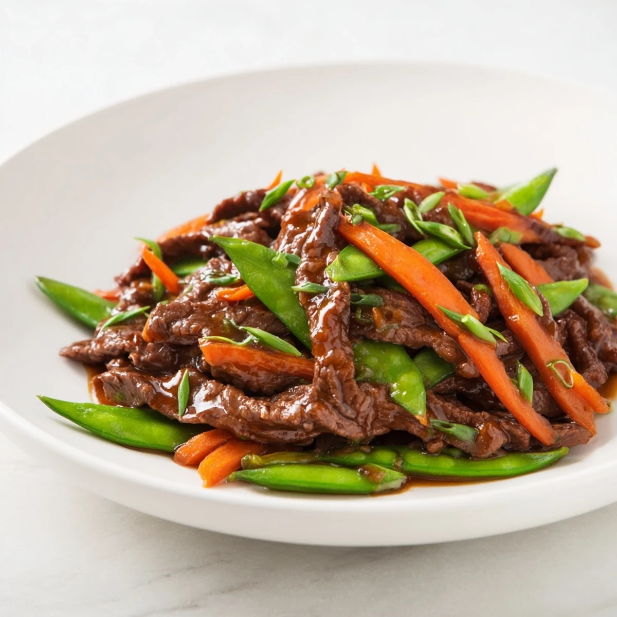 Picture a delicious, quick Skillet Beef Stir-Fry with beef strips and colorful vegetables, perfect for dinner tonight.
