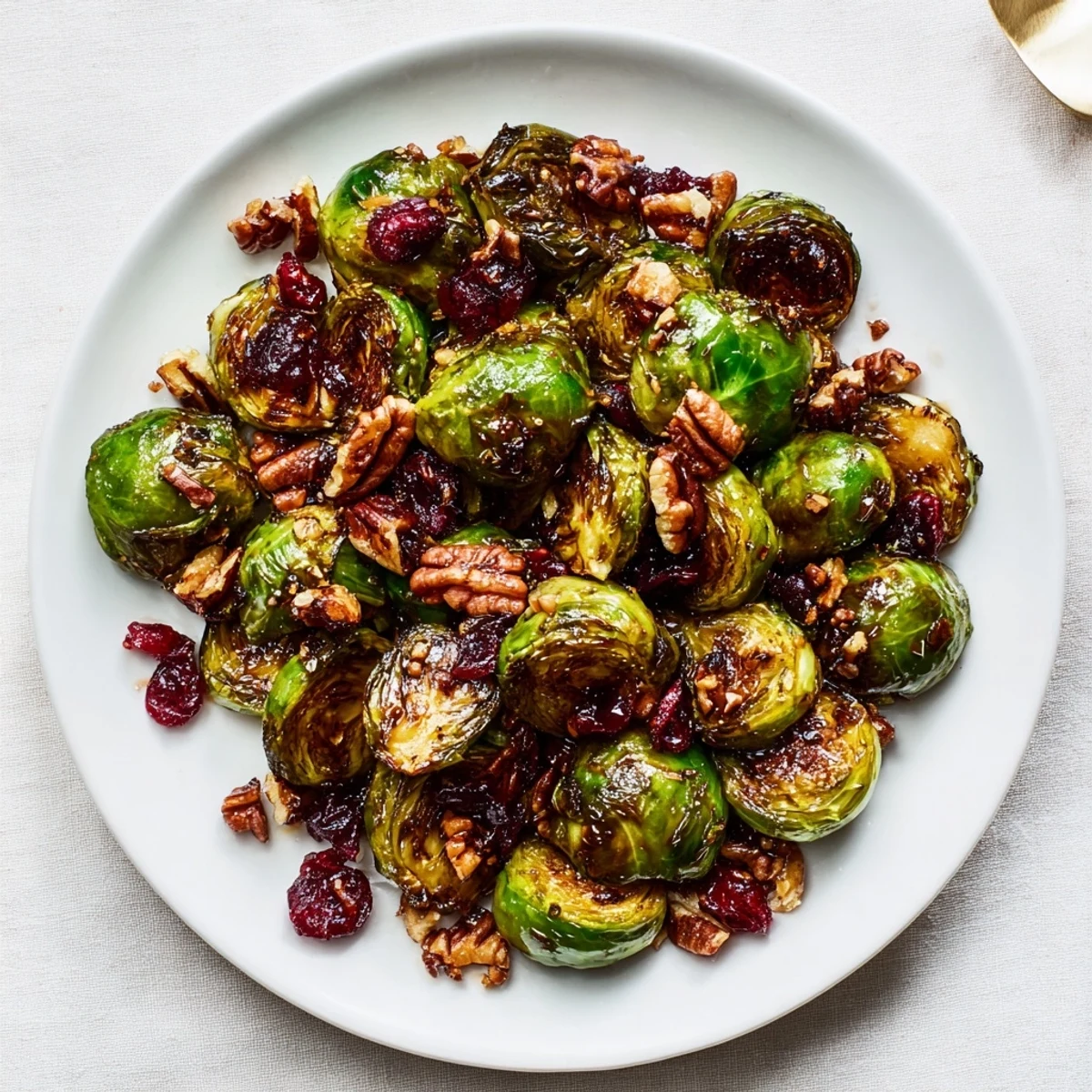 Crispy edges and a sweet glaze define these flavorful Winter Roasted Brussels Sprouts served warm.