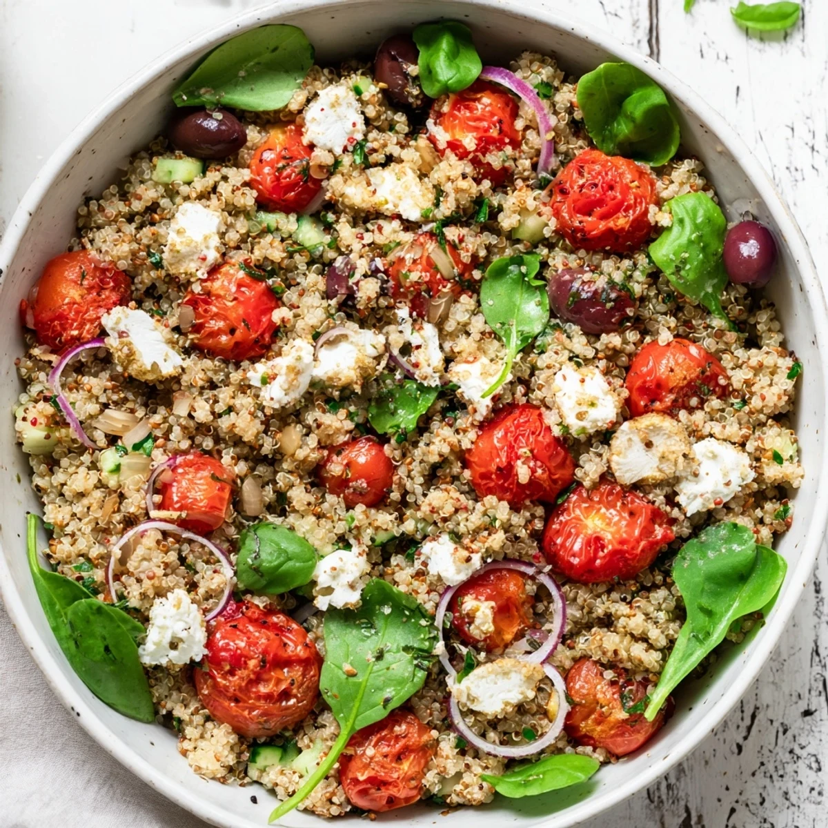Mediterranean Grain Bowl with Roasted Chickpeas and feta, colorful and flavorful meal, inviting textures ready to enjoy.