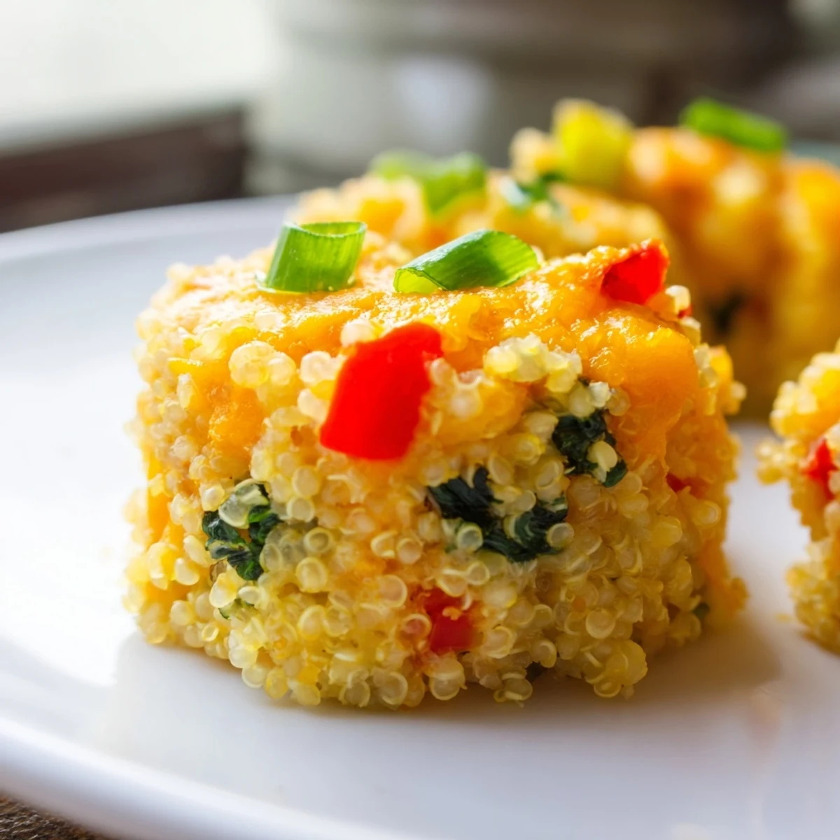 Crispy-edged Baked Cheddar Quinoa Bites, a gluten-free and vegetarian snack with flavorful seasonings.