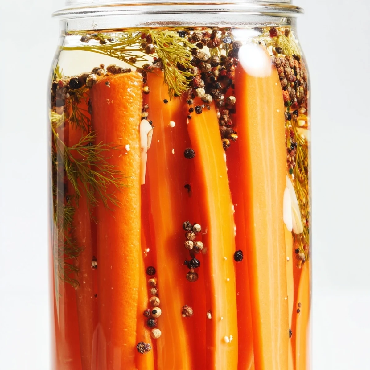 A delicious snack of quick pickled carrot spears, perfect alongside salads, bursting with flavor and crunch.