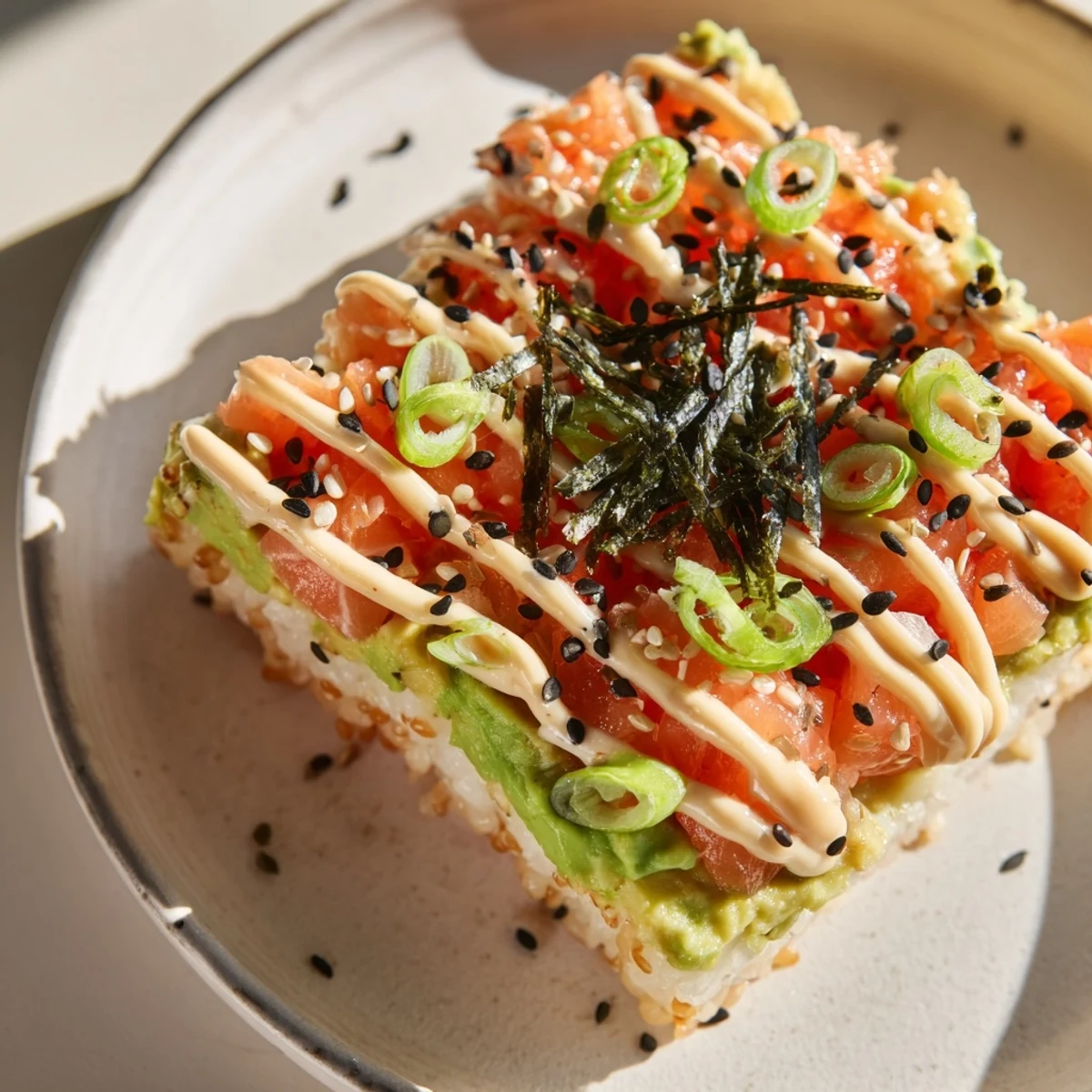 Crispy Rice Salmon Stack