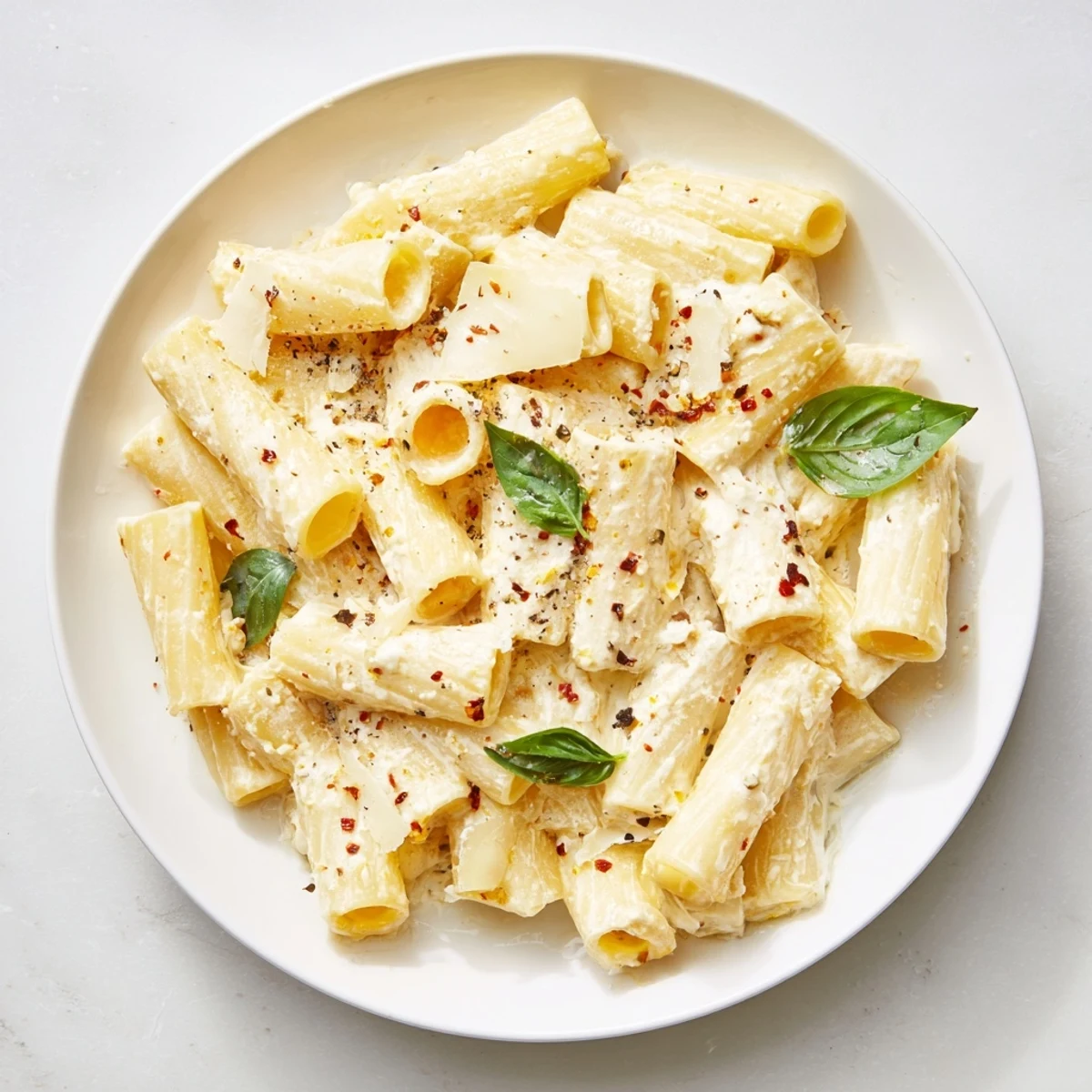 A creamy blend coats the penne in this luscious Creamy Cottage Cheese Pasta, ready to savor.