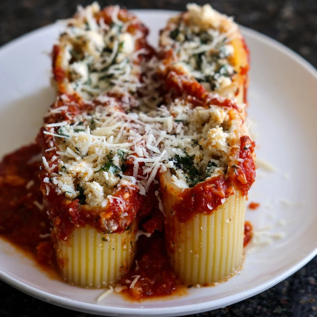 A warm, close-up view of the savory Honeycomb Pasta Bake, with melted cheese and bubbling sauce.