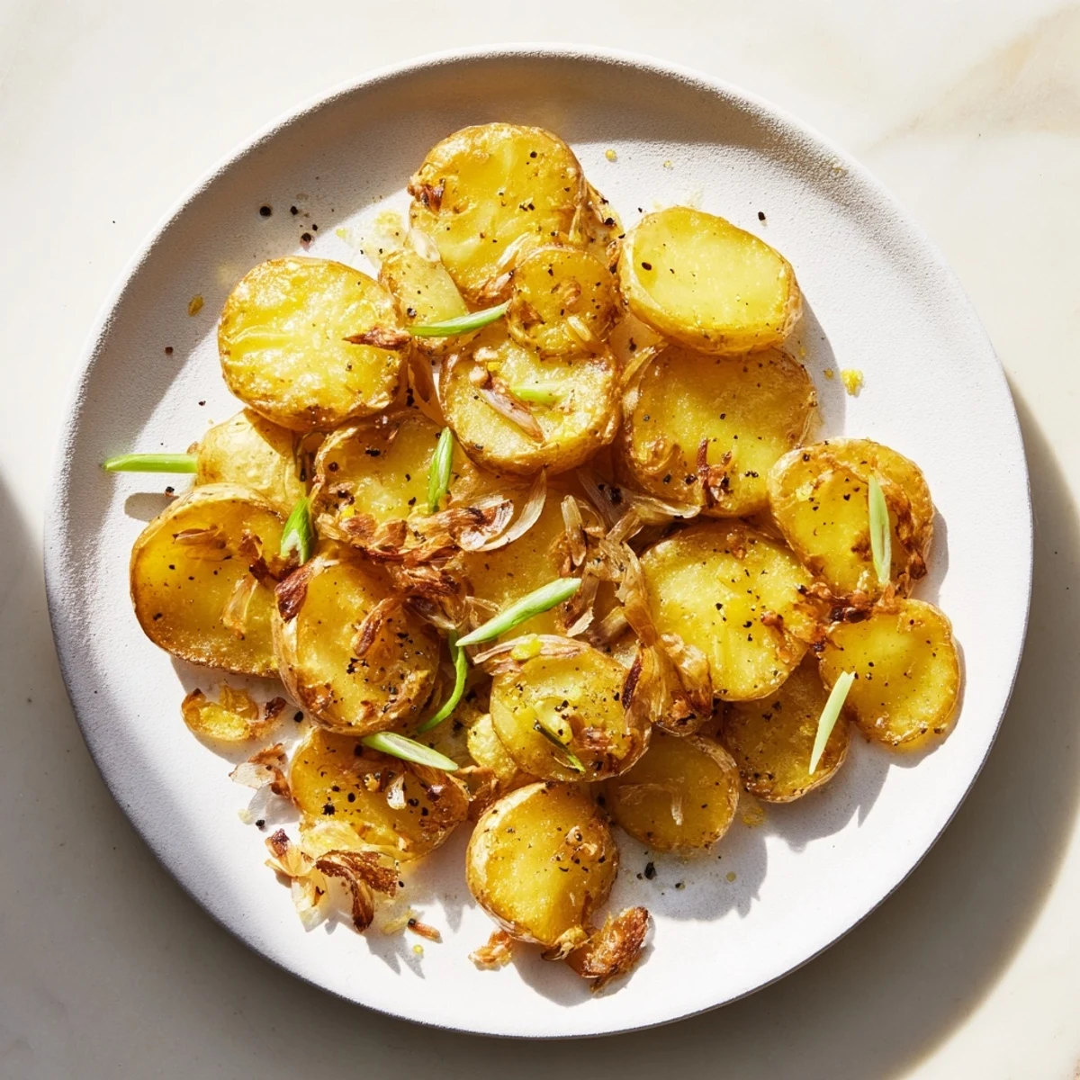 Golden-brown Smashed Green Onion Potato Bombs, crispy edges, wonderfully fragrant, ready to serve hot.