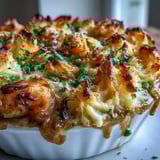 Steam rises from a forkful of curried fish pie, revealing flaky white fish and peas in a golden curry sauce. 