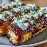 Smoky grilled corn slathered in tangy mayo-sour cream sauce, sprinkled with cheese and cilantro—perfect for summer cookouts or taco night.