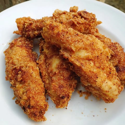 Crispy, juicy Buttermilk Fried Chicken Tenders: imagine the aroma of perfectly fried, delicious chicken.