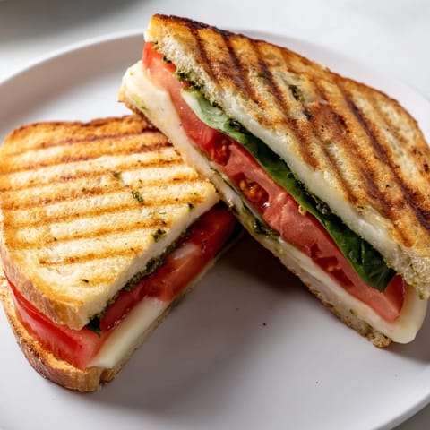 Hearty turkey and cranberry panini innovations with Swiss cheese, baby spinach, and buttered multigrain bread pressed to melty perfection.  