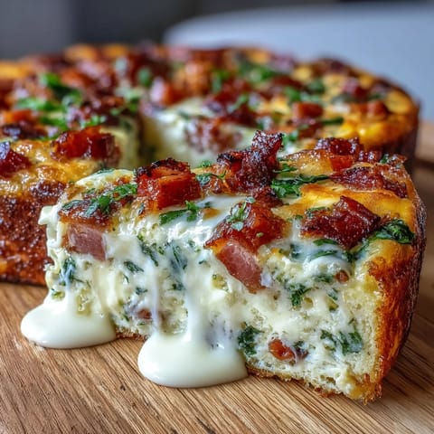 Golden one-pan ham and cheese frittata loaded with diced ham, melty cheddar, and fresh spinach, baked until fluffy and golden.