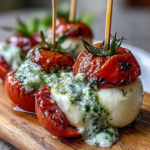 Caprese Skewers with Pesto