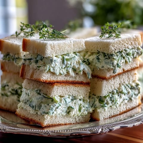 Refreshing cucumber and cream cheese Benedictine tea sandwiches with dill, perfect for Kentucky Derby parties and elegant brunches.