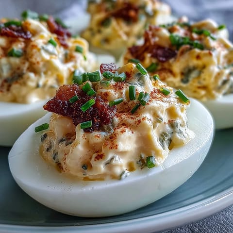 Tangy sweet pickle relish deviled eggs, perfect appetizer for any gathering.