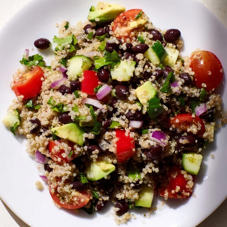 Enjoy this healthy and vibrant refreshing Quinoa and Black Bean Salad bursting with fresh flavors.