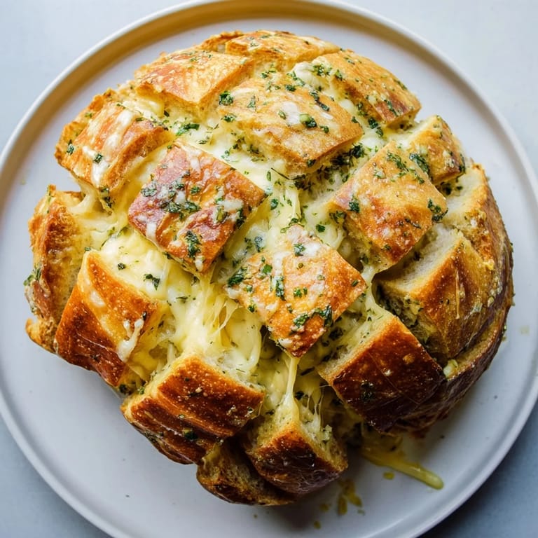 Pull-apart slices of Cheesy Garlic Bread, dripping with cheese, baked to golden perfection for an easy starter.
