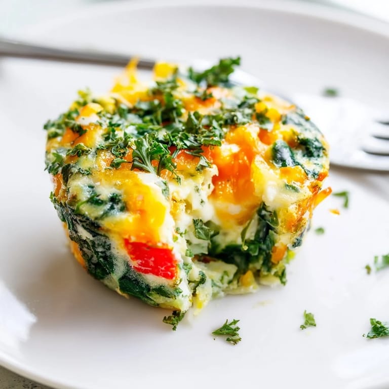 A close-up of baked Mini Crustless Quiches studded with cheese and herbs, perfect for serving.