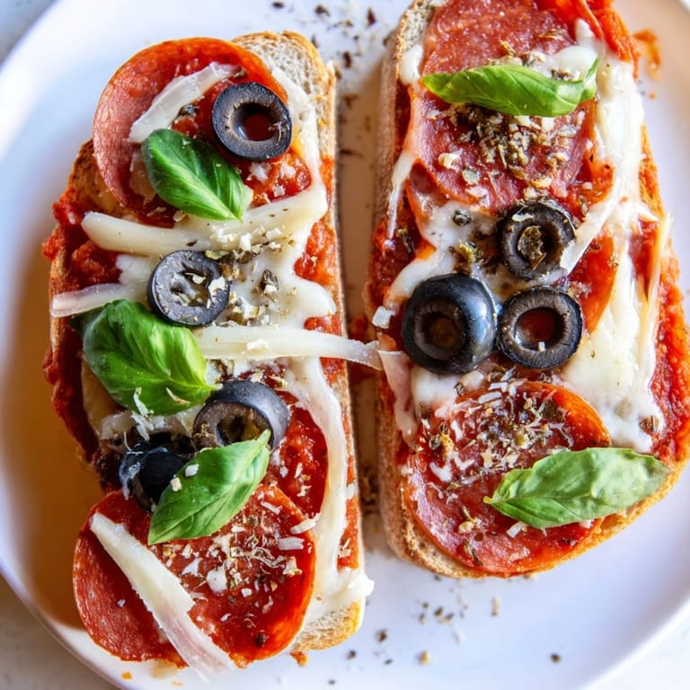 Broiled to perfection, this Pizza Toast 2.0 boasts layers of melted cheese and flavorful toppings on toasted bread.