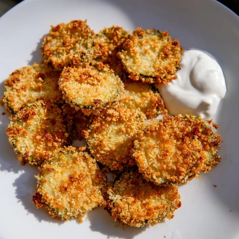 Freshly fried pickles with a golden, crunchy exterior, served hot off the air fryer.