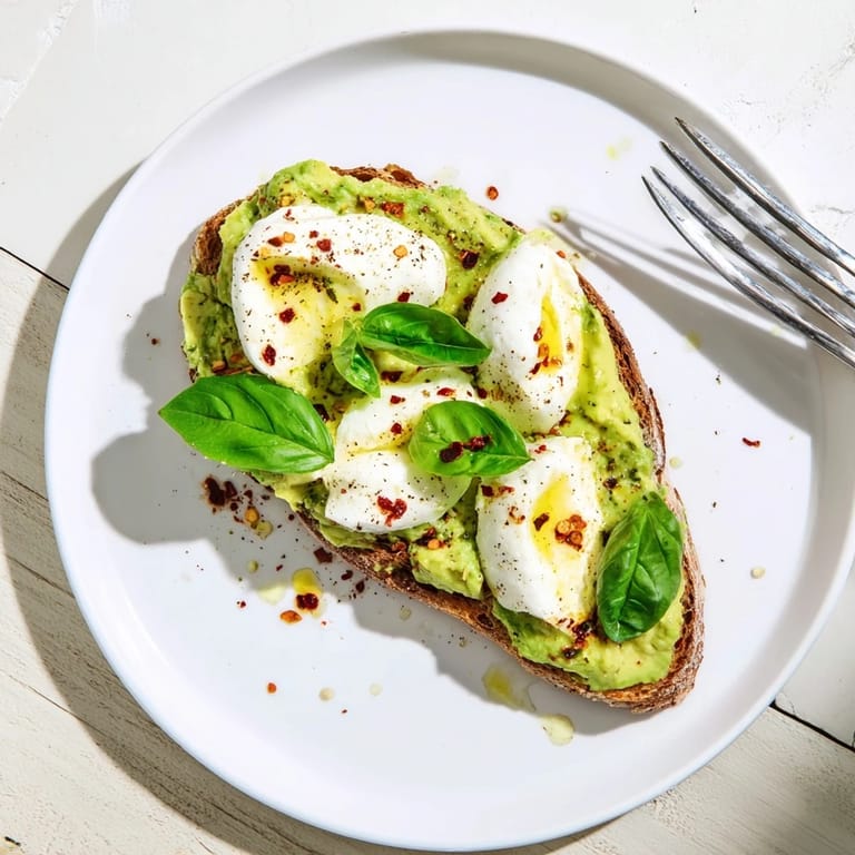 Rustic bread topped with chunky lemon-seasoned avocado and bubbling mozzarella, ideal light snack for two.