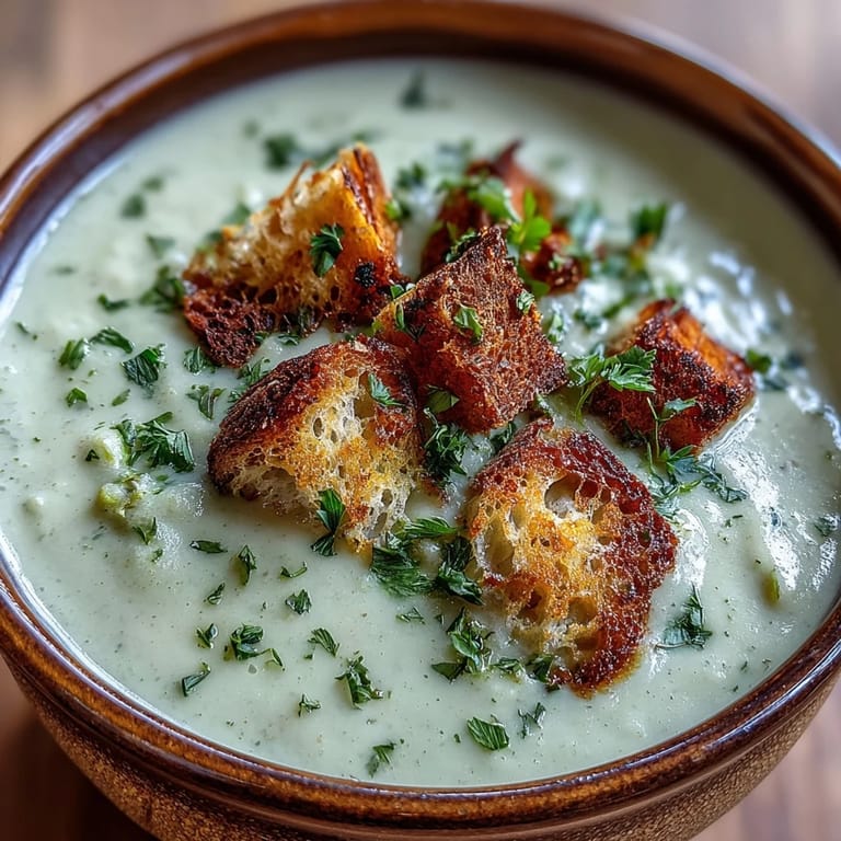 Velvety smooth Cauliflower and Broccoli Soup with a swirl of olive oil and grated Parmesan, ideal for chilly weather.