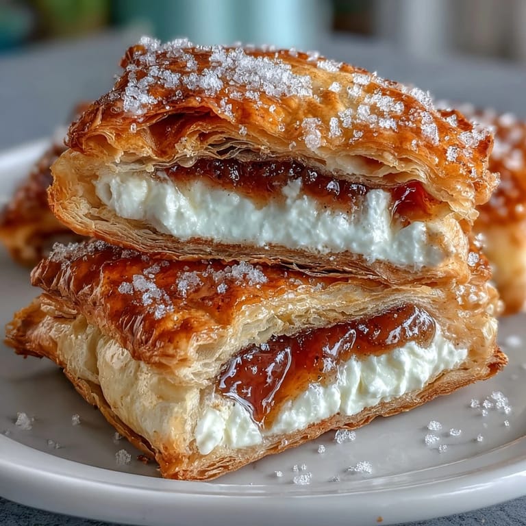 Freshly baked Guava and Cream Cheese Pastelitos beside a steaming Cuban coffee cup. 