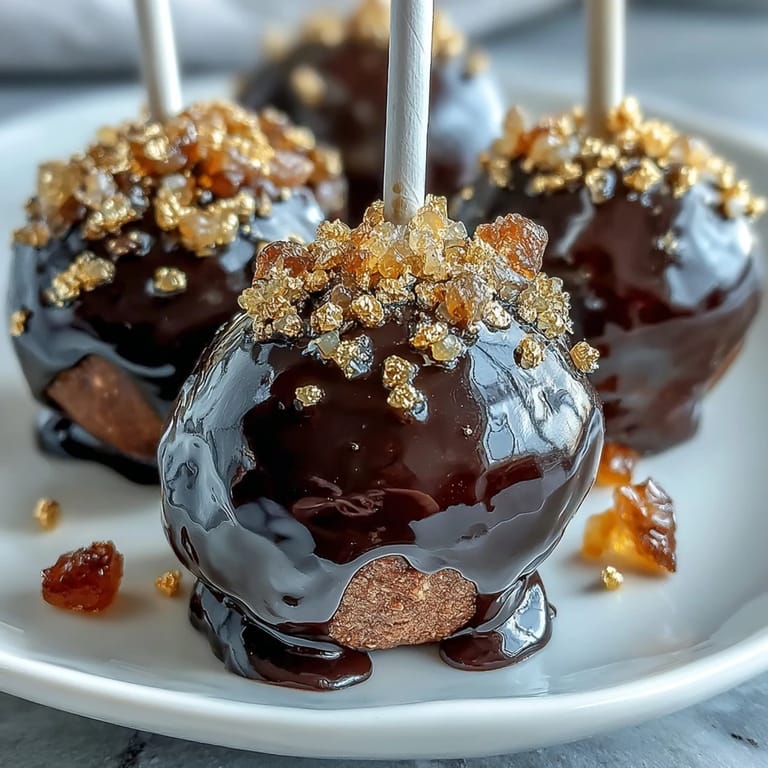Whimsical St. Patrick's Day cake pops featuring edible gold coins atop rich chocolate cake coated in black candy melts.
