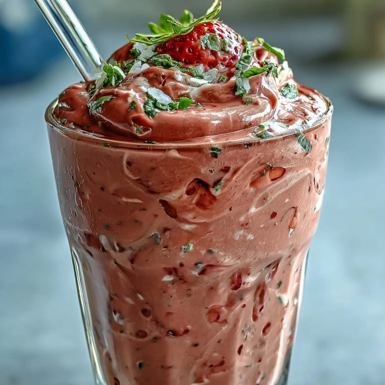 Healthy and refreshing Strawberry Spinach Smoothie garnished with fresh berries.
