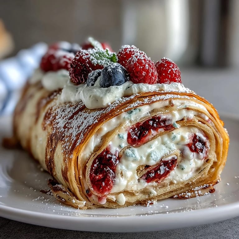 Golden crepes bundled with sweet cream in this stunning Crepe Roll Cake.