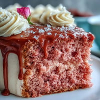Showcases a delicate pink Bridal Shower Rosé Velvet Cake with sparkling gold drip.